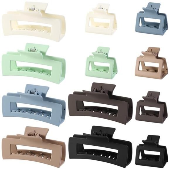 Accessories - 12 Pcs Rectangle Hair Clips, Hair Accessories